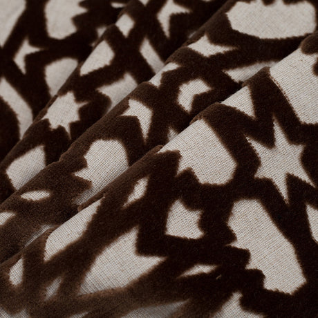 Bittersweet Brown Geometric Polyester-Acrylic-Flax Flocked Chenille