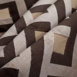 Blue Steel and Chestnut Brown Geometric Polyester-Acrylic Flocked Chenille
