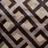 Blue Steel and Chestnut Brown Geometric Polyester-Acrylic Flocked Chenille