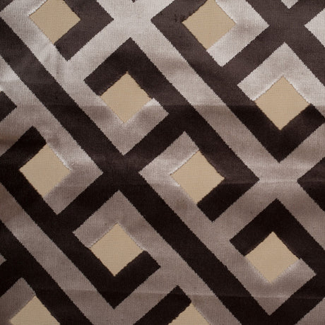 Blue Steel and Chestnut Brown Geometric Polyester-Acrylic Flocked Chenille