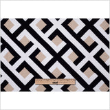 Black and White Geometric Polyester-Acrylic Flocked Chenille