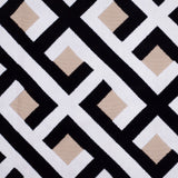 Black and White Geometric Polyester-Acrylic Flocked Chenille