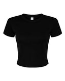 Women's micro rib baby tee in Black, White, Heather Gray, Baby Blue and Pink stretch rib fabric for casual wear