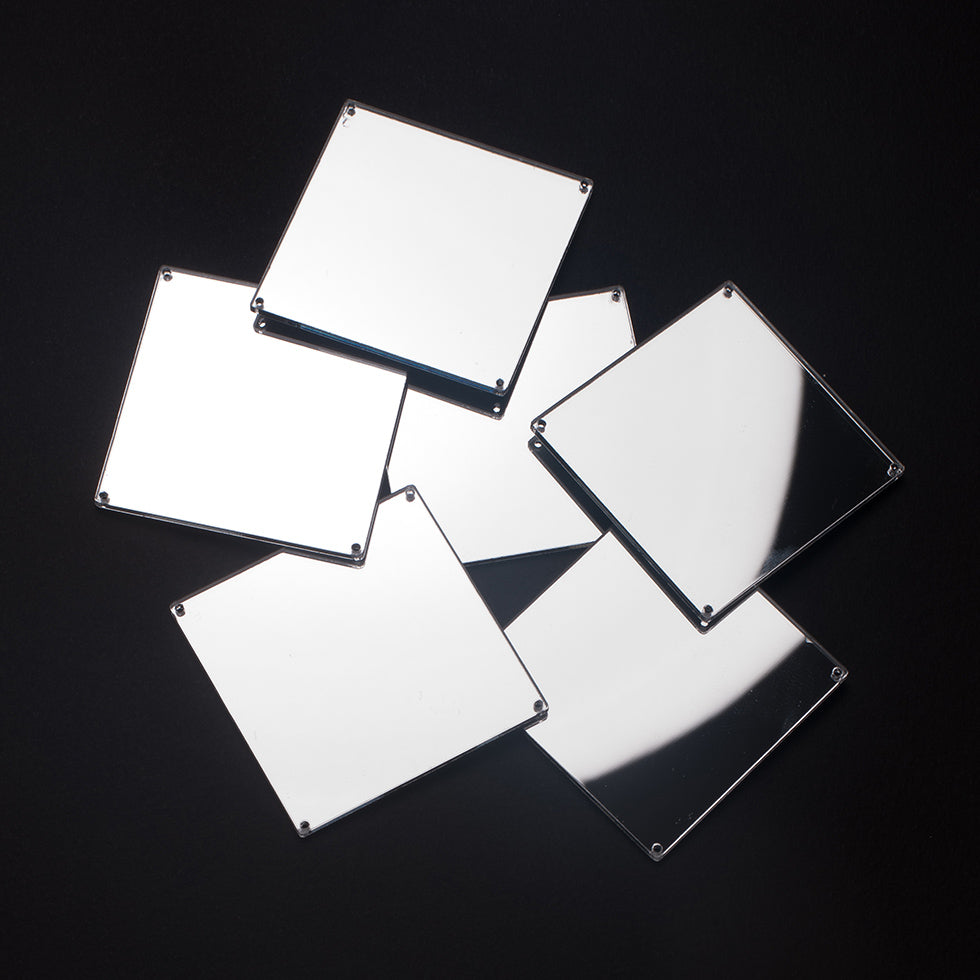 Silver Laminate 4-Hole Square Plastic Mirror - 110L/70mm