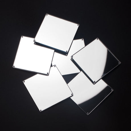 Silver Laminate 4-Hole Square Plastic Mirror - 110L/70mm