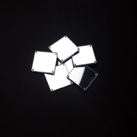 Silver Laminate 4-Hole Square Plastic Mirror - 64L/40.5mm
