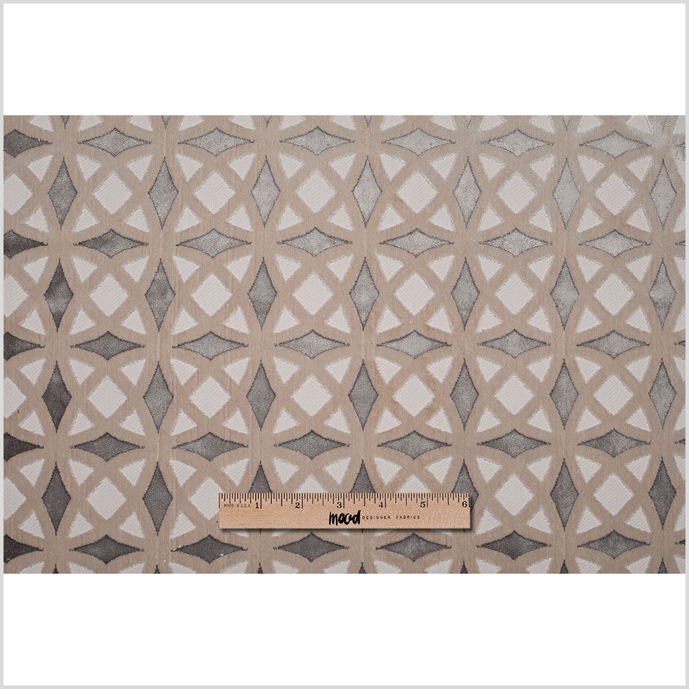 Platinum Black Geometric Laser Cut Velvet