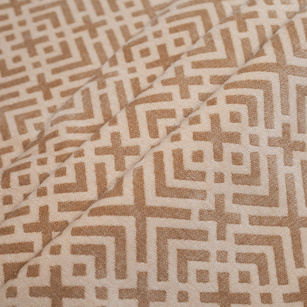 Tannin and Eggnog Geometric Acrylic-Polyester-Viscose Chenille