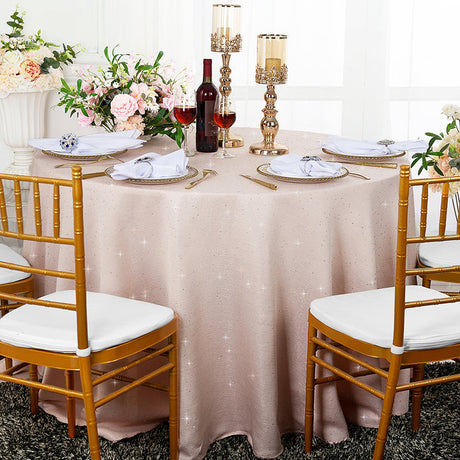 Round Sequin Paillette Poly Flax Tablecloth