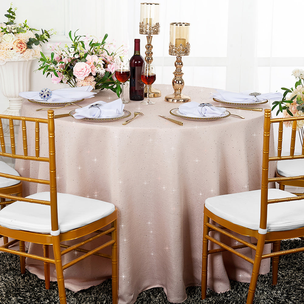 Round Sequin Tablecloth 90" Blush Pink/Rose Gold