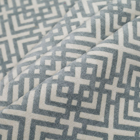 Mist Green and Erget White Geometric Acrylic-Polyester-Viscose Chenille