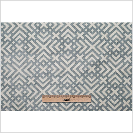 Mist Green and Erget White Geometric Acrylic-Polyester-Viscose Chenille