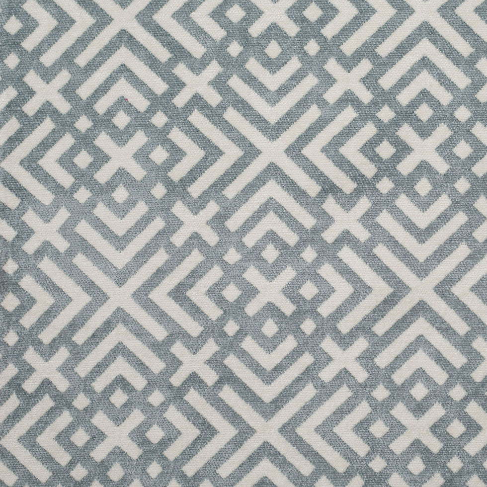 Mist Green and Erget White Geometric Acrylic-Polyester-Viscose Chenille