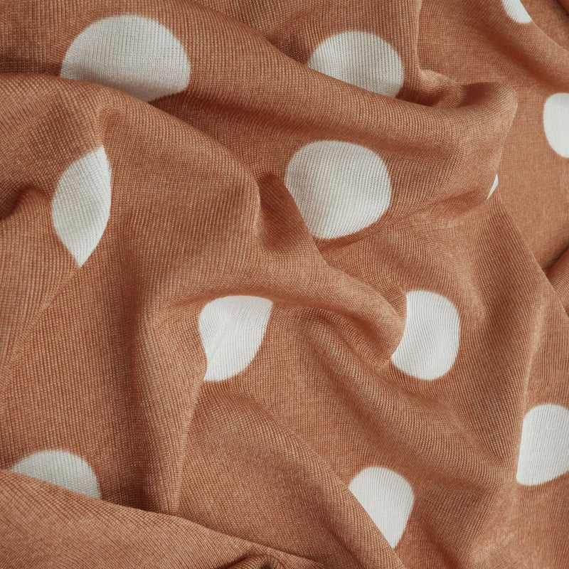 1 Yard Slinky Rib Knit Fabric Polka Dot Print, 1x1 Stretch Soft & Drapey 52/54" Wide