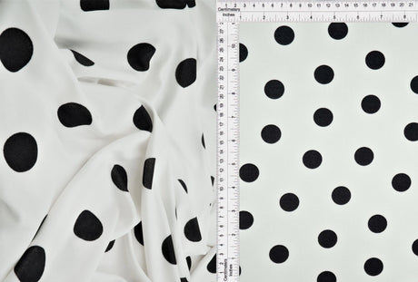 1 Yard Slinky Rib Knit Fabric Polka Dot Print, 1x1 Stretch Soft & Drapey 52/54" Wide