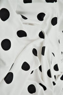 1 Yard Slinky Rib Knit Fabric Polka Dot Print, 1x1 Stretch Soft & Drapey 52/54" Wide