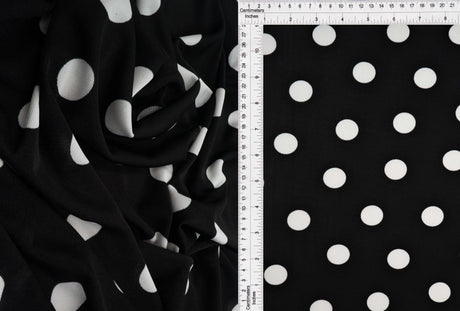 1 Yard Slinky Rib Knit Fabric Polka Dot Print, 1x1 Stretch Soft & Drapey 52/54" Wide
