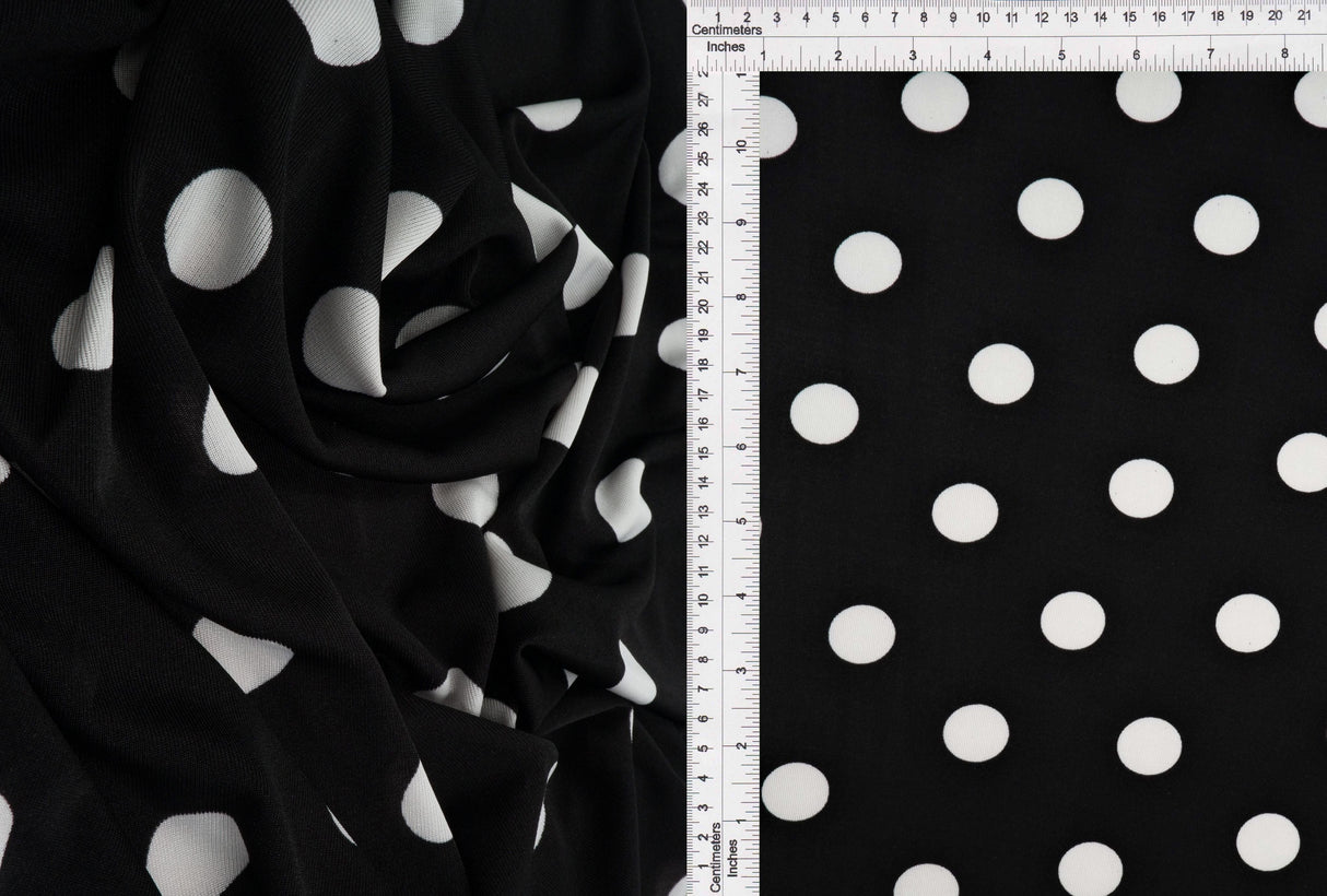 Polka Dot Ribbed Stretch Knit Fabric