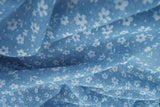 Chiffon Floral Print Blue Woven Fabric