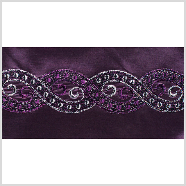 4.5" American Made Plum/Silver Jacquard Ribbon