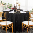 Round Sequin Paillette Tablecloth 132" Black