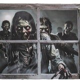 2 Ft. Zombies in the Window Door Curtain Halloween Decoration