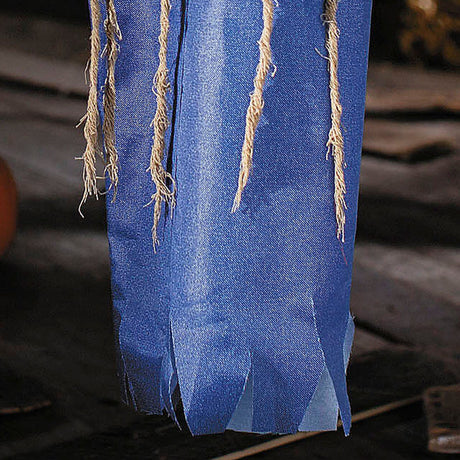 27 1/2" Hanging Blue &amp; Burlap Pumpkin Man Halloween Decoration