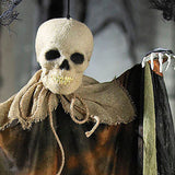 29 1/2" Hanging Pumpkin Man with Burlap Skeleton Head Halloween Decoration