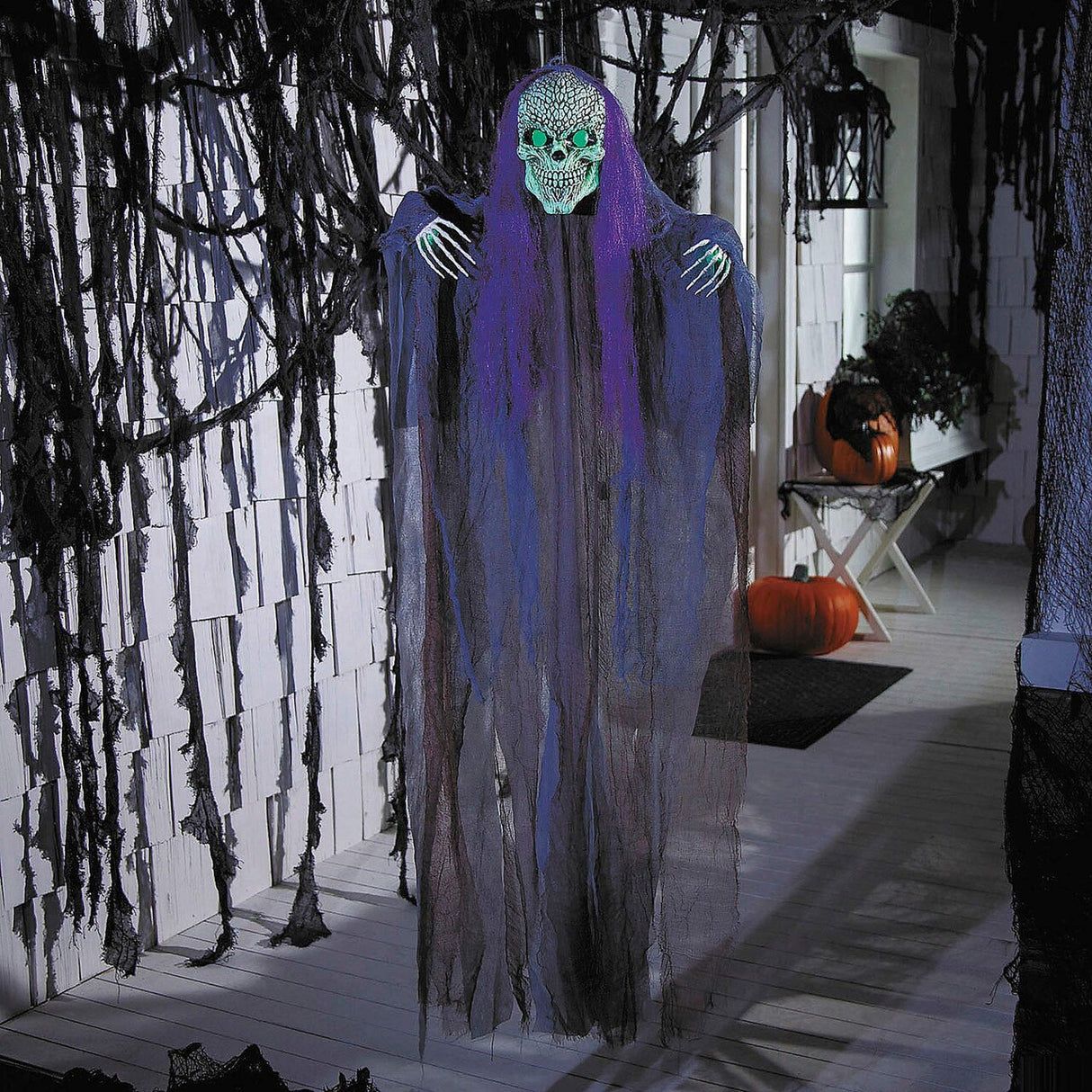 47 1/4 Inch Light Up Hanging Black Gray Reaper Halloween Decoration