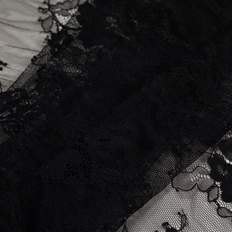 Black Nylon Floral Lace Fabric