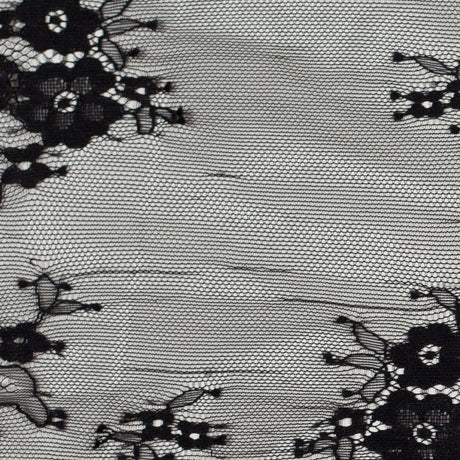 Black Nylon Floral Lace Fabric