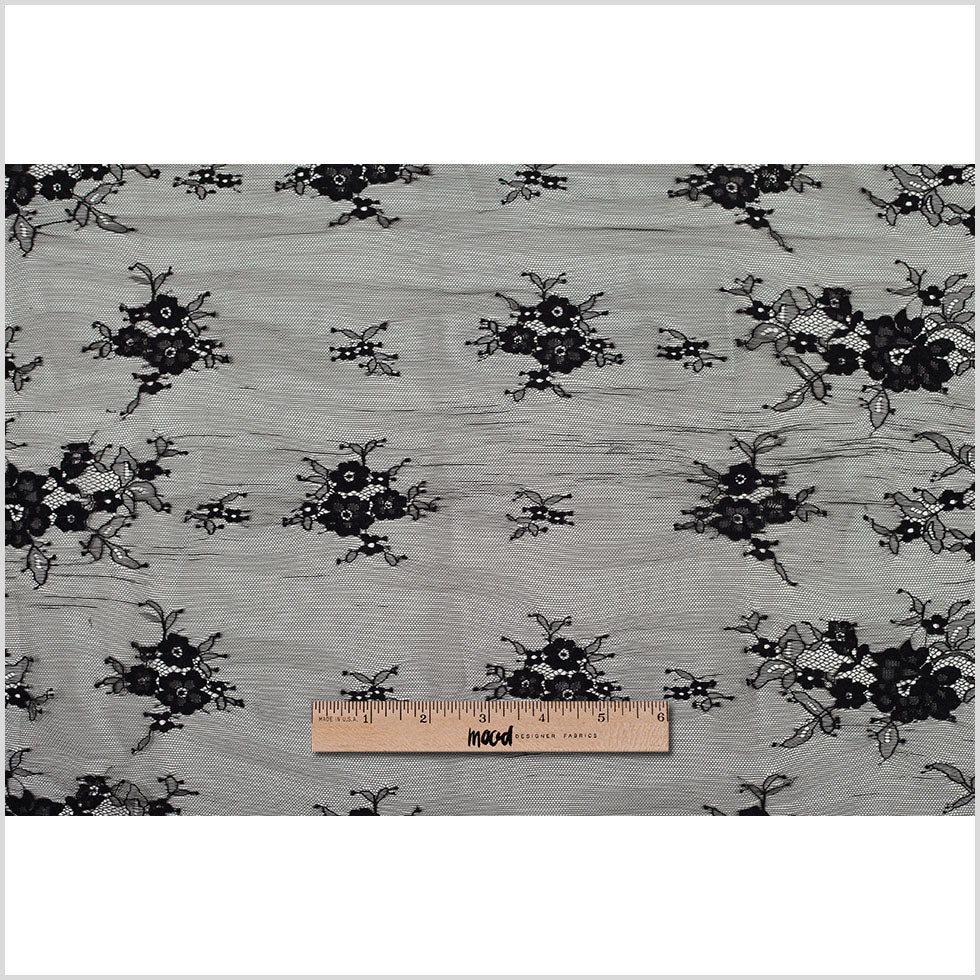 Black Nylon Floral Lace Fabric