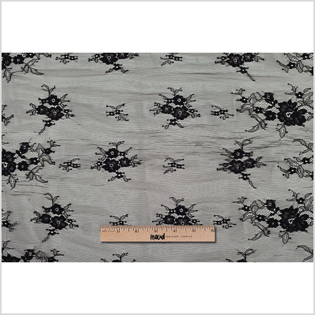 Black Nylon Floral Lace Fabric