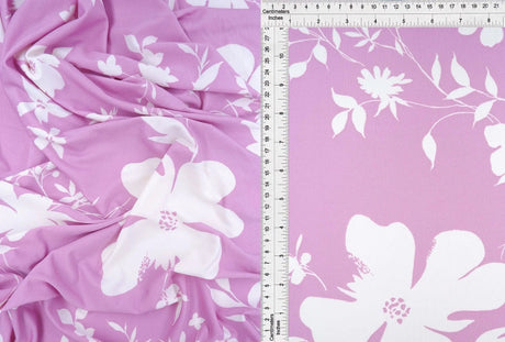 1 Yard DTY Floral Print Fabric Soft Lightweight & Flowy Stretch Knit, 58/60" Wide