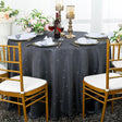 Round Sequin Tablecloth 90" Pewter/Charcoal