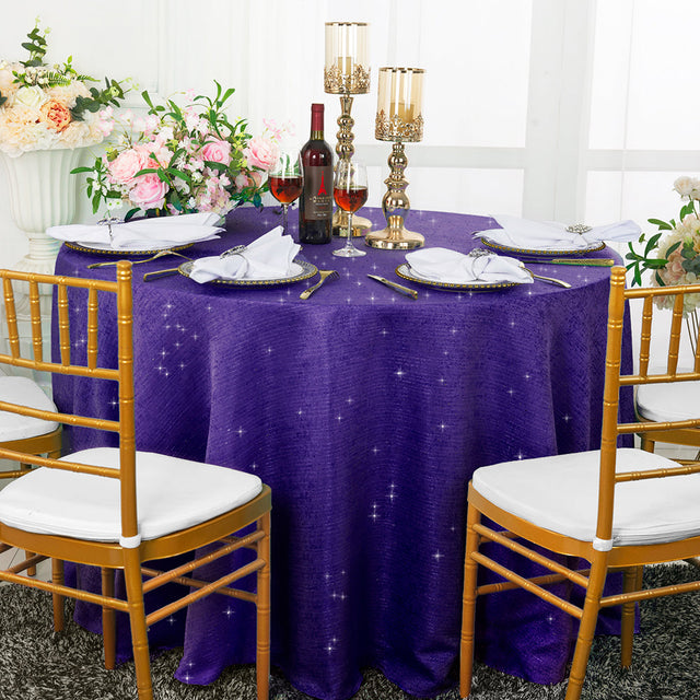 Round Sequin Tablecloth 90 Inch Regency Purple