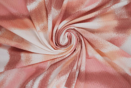 4x2 Yummy Rib Abstract Marble Fabric Stretch Knit Watercolor Print, 58/60" Wide