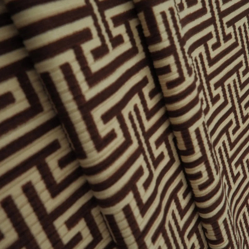 1 Yard 4x2 Yummy Rib Geo Greek Retro Print Knit Fabric, Soft Stretch Polyester Spandex 58/60” Wide