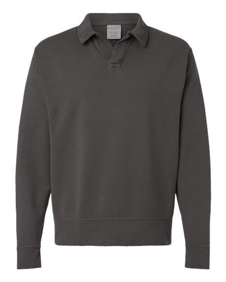 Unisex Garment-Dyed Polo Collar Sweatshirt