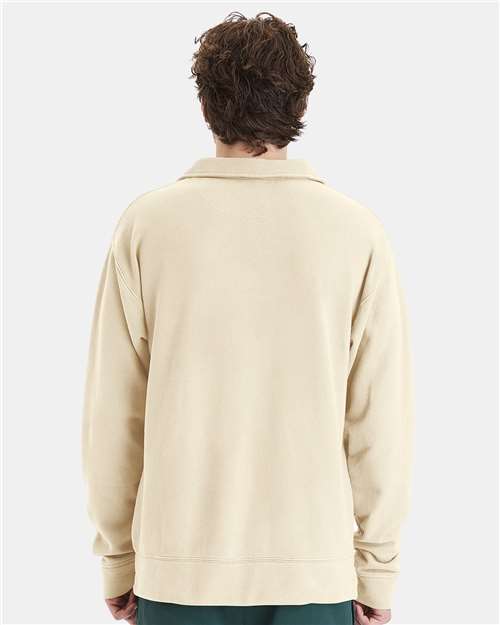 Garment-Dyed Polo Collar Sweatshirt