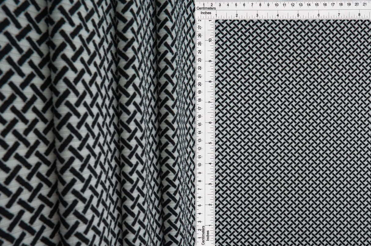 Ribbed Geometric Stretch Knit Fabric