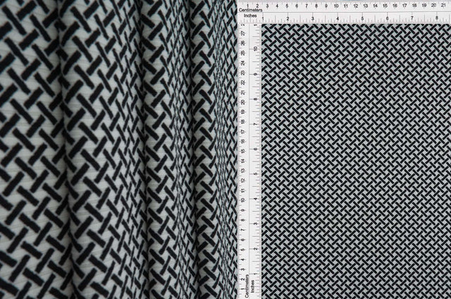 Ribbed Geometric Stretch Knit Fabric