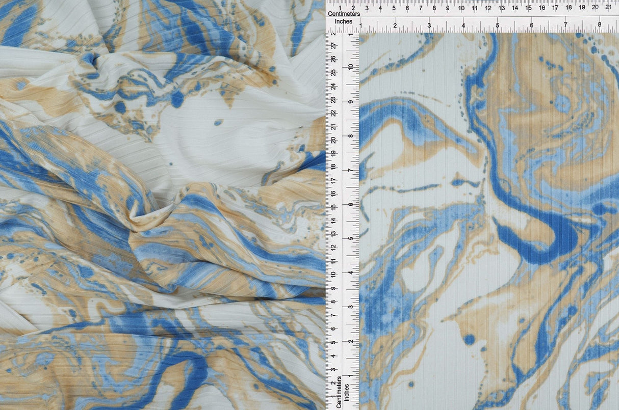 Rib Knit Marble Tie-Dye Print Fabric