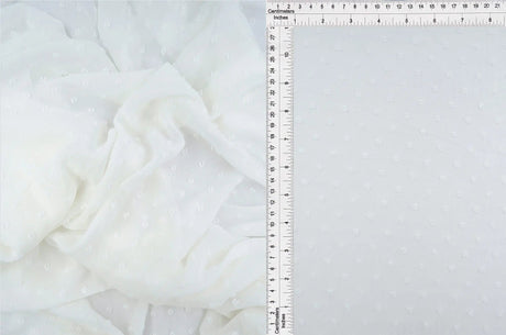 1 Yard Waffle Swiss Dot Chiffon Woven Fabric Textured Sheer Soft Drapery 59/60" Width