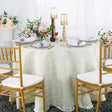 Round Plaid Jacquard Polyester Tablecloth 108" Ivory