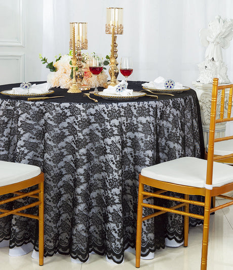 Round Lace Table Overlay Black 108