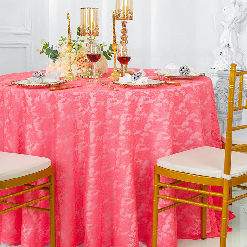 Round Lace Table Overlay Coral 108