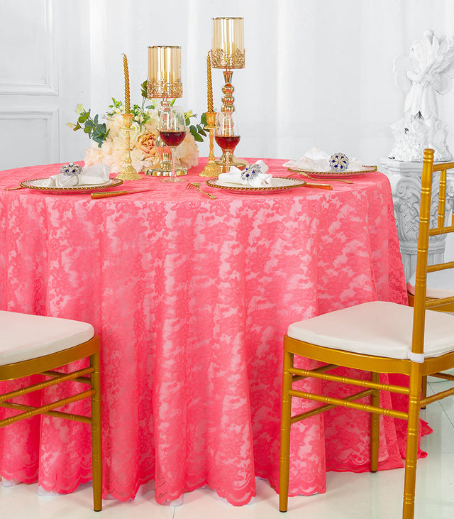 Round Lace Table Overlay Coral 108