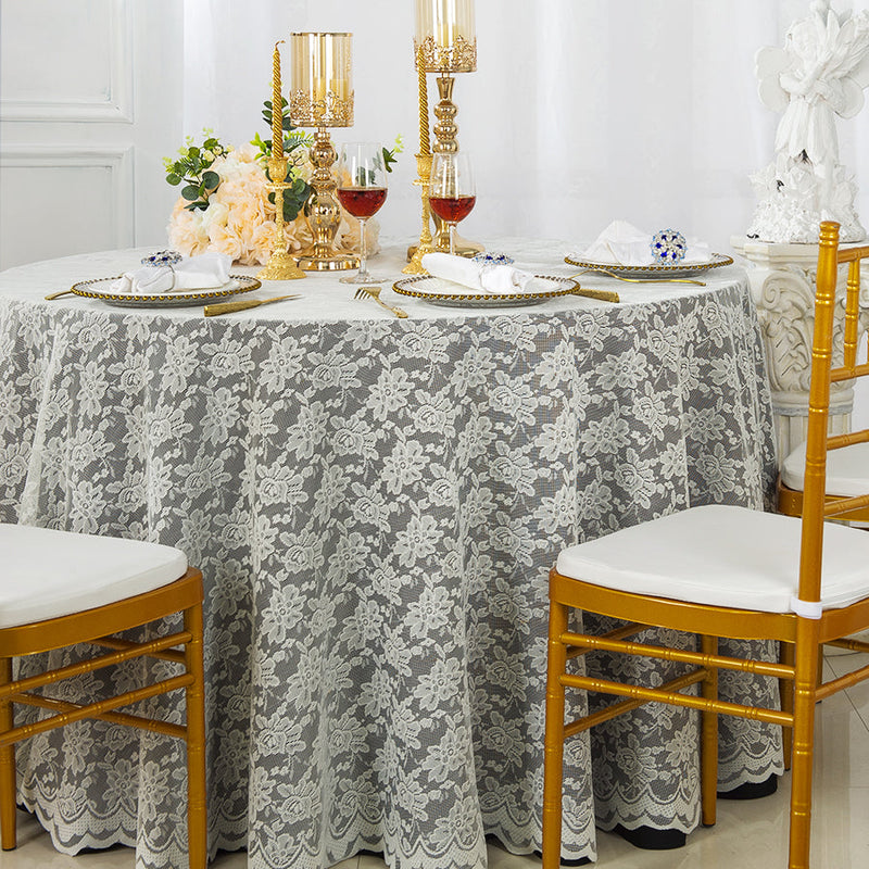 Round Lace Table Overlay Ivory 108