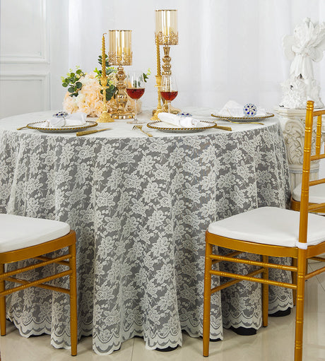 Round Lace Table Overlay Ivory 108
